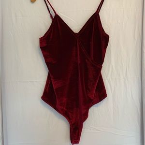Lulu’s Burgundy Velvet Bodysuit